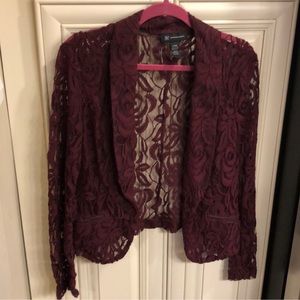 Inc burgundy lace blazer. Size Large